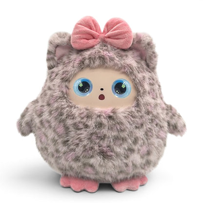 AI Interactive Plush Toy with LED Eyes | Smart AI Talking Plush Companion | App-Controlled Intelligent Plush Robot | Soft Rechargeable Interactive Toy | Leopard Grey | 10 Inch