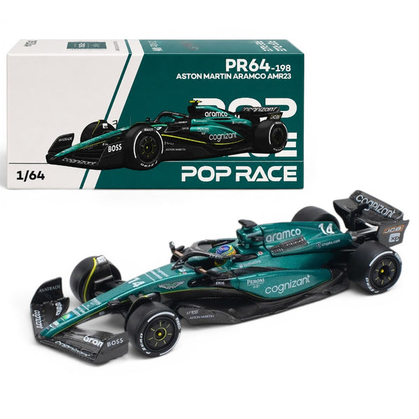 POP RACE 1:64 Aston Martin Aramco AMR23 #14 Formula One Race Car PR64-198 | Official Licensed Diecast Model | BGX