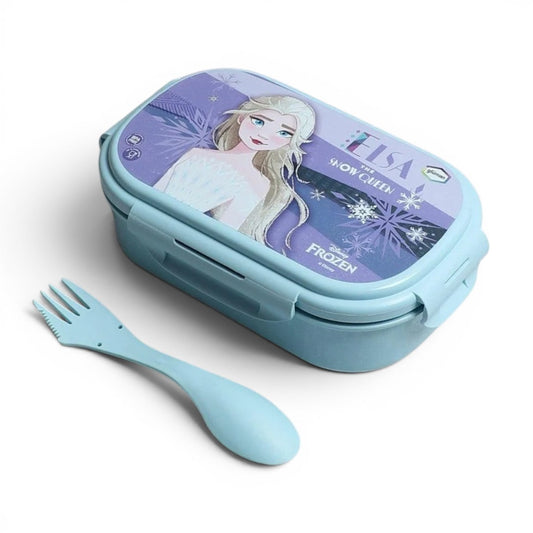Disney Frozen Elsa Kids Lunch Box with Spoon | 800ml School Tiffin Box | Portable Food Storage Container for School, Picnic & Travel