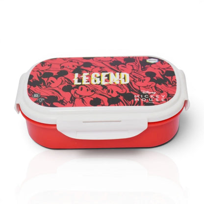 Disney Mickey Mouse Kids Stainless Steel Lunch Box with Snack Container | 800ml School Bento Tiffin Box with Fork | Portable Food Storage Container