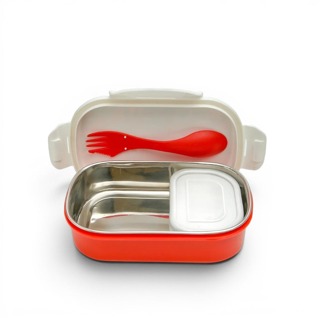 Disney Mickey Mouse Kids Stainless Steel Lunch Box with Snack Container | 800ml School Bento Tiffin Box with Fork | Portable Food Storage Container