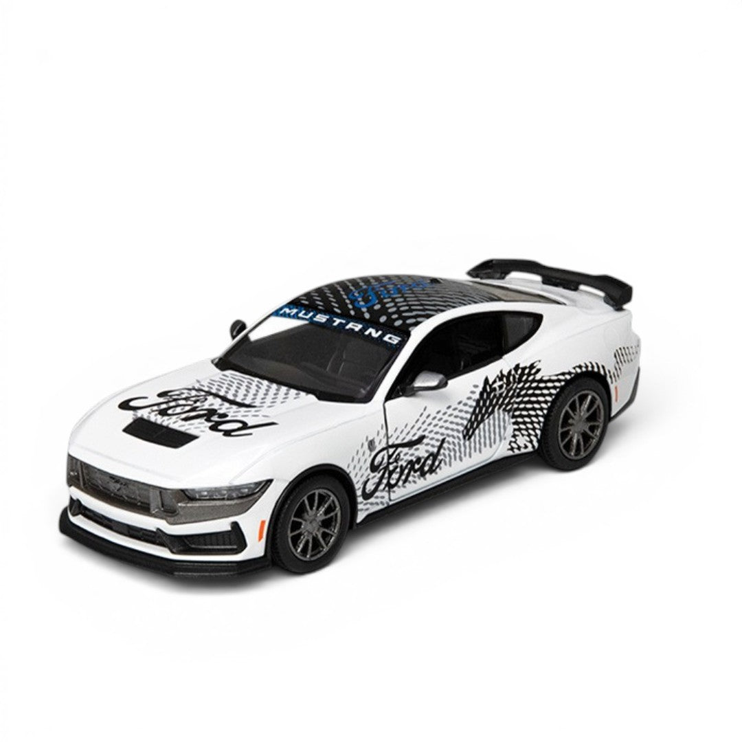 Kinsmart 1:38 2024 Ford Mustang Dark Horse Livery Edition Die-Cast Metal Model Car | Pull Back Action | Opening Doors | Collectible Toy Car