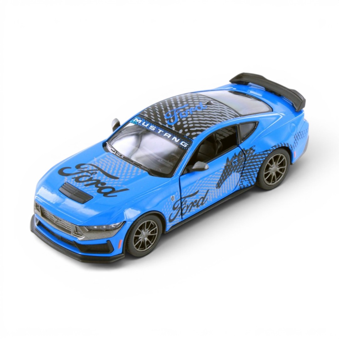 Kinsmart 1:38 2024 Ford Mustang Dark Horse Livery Edition Die-Cast Metal Model Car | Pull Back Action | Opening Doors | Collectible Car
