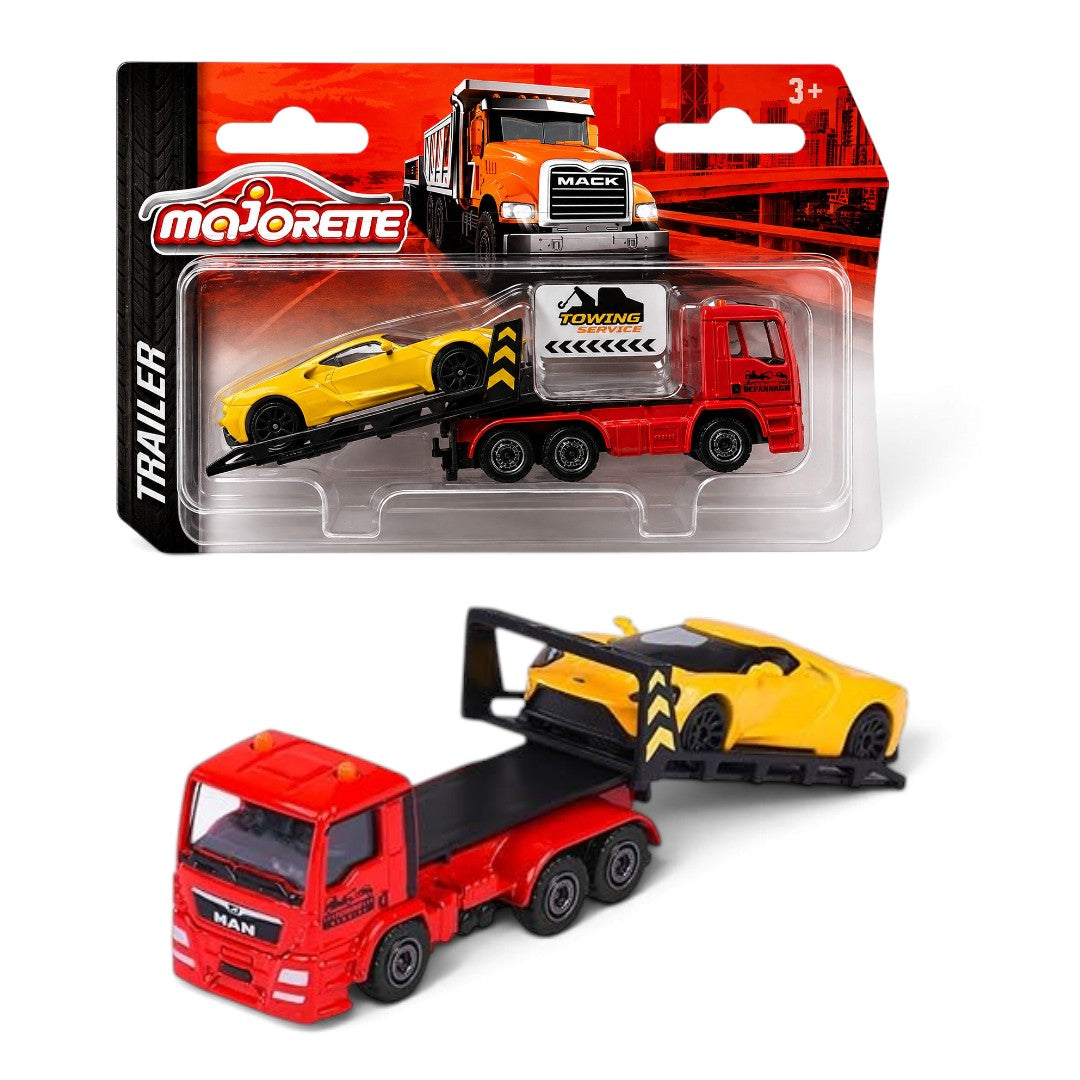 Majorette MAN TGS Tow Truck with Ford GT Die-Cast Vehicle Set | Flatbed Recovery Truck Toy | Collectible for Kids 3+
