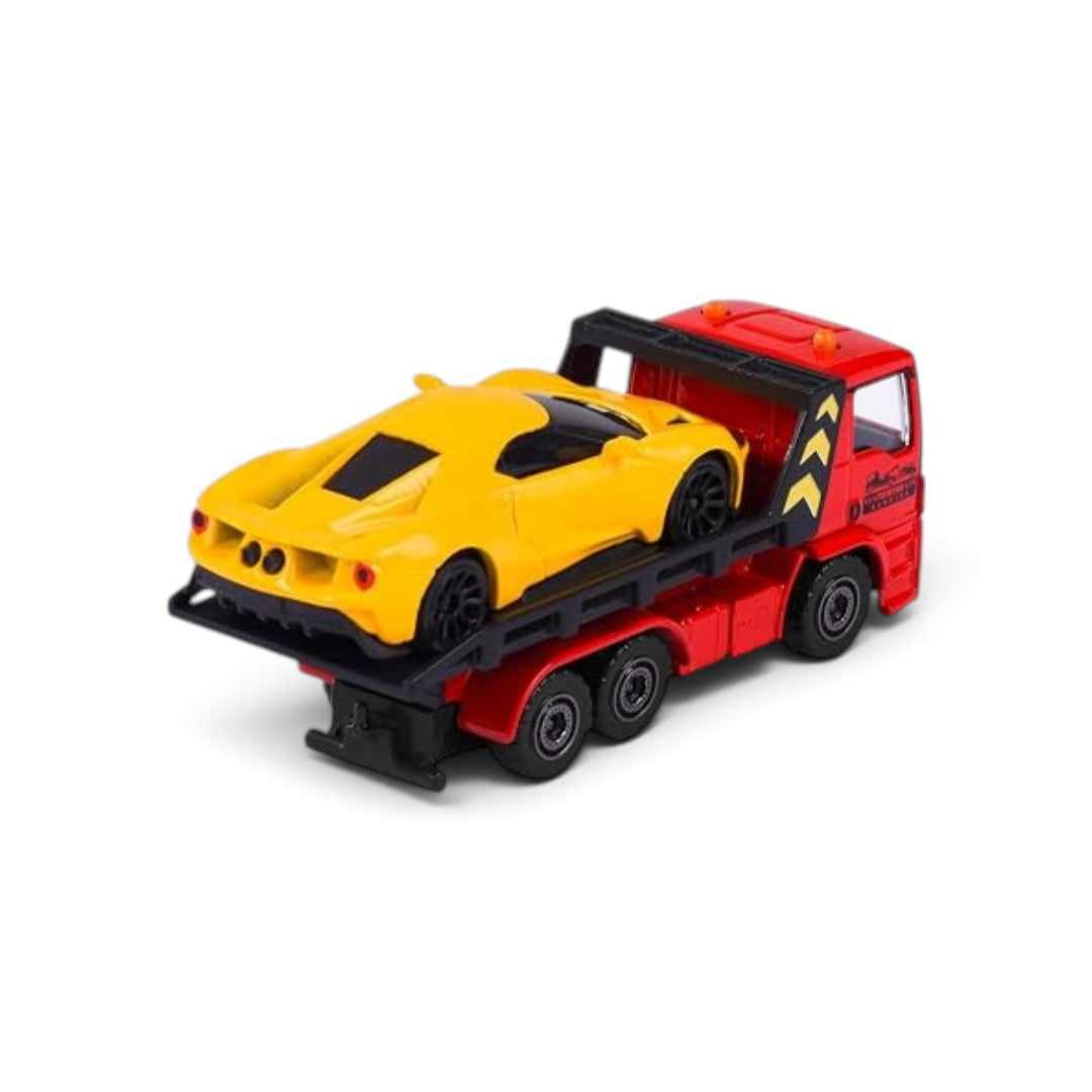 Majorette MAN TGS Tow Truck with Ford GT Die-Cast Vehicle Set | Flatbed Recovery Truck Toy | Collectible for Kids 3+