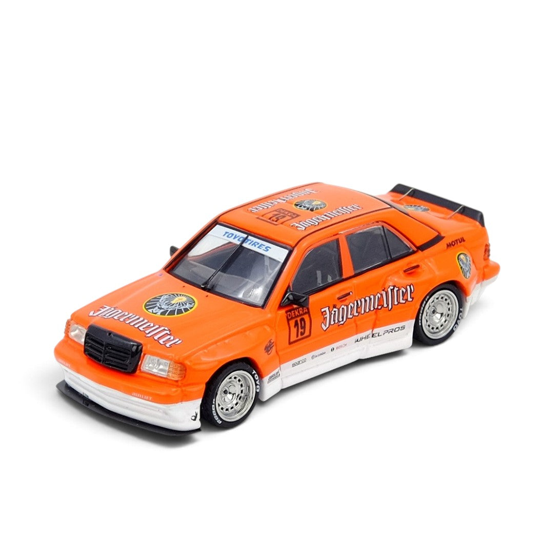 INNO64 1:64 Mercedes-Benz 190E Pandem Rocket Bunny Jägermeister #19 Die-Cast Model with Display Case