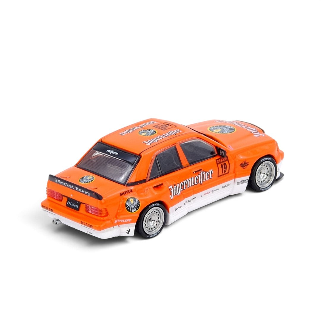 INNO64 1:64 Mercedes-Benz 190E Pandem Rocket Bunny Jägermeister #19 Die-Cast Model with Display Case