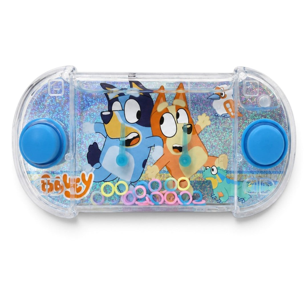 Kids Handheld Water Ring Toss Game with Dual Push Buttons | Blue Cartoon Water Game | No Batteries Required | Portable Travel Toy