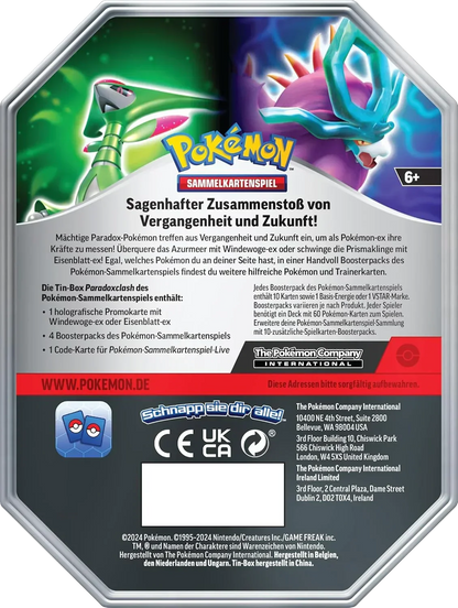 Pokémon TCG Iron Leaves ex Tin Box | Holographic Promo Card & Booster Packs | Metal Collector Case | 6+ Years