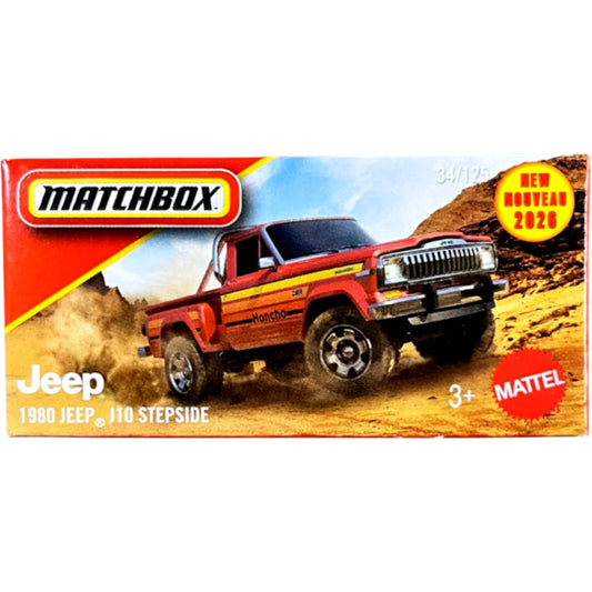 MATCHBOX 1980 Jeep J10 Stepside 1:64 Diecast Pickup Truck – Official Mattel Licensed Classic Off-Road Vehicle (34/125)