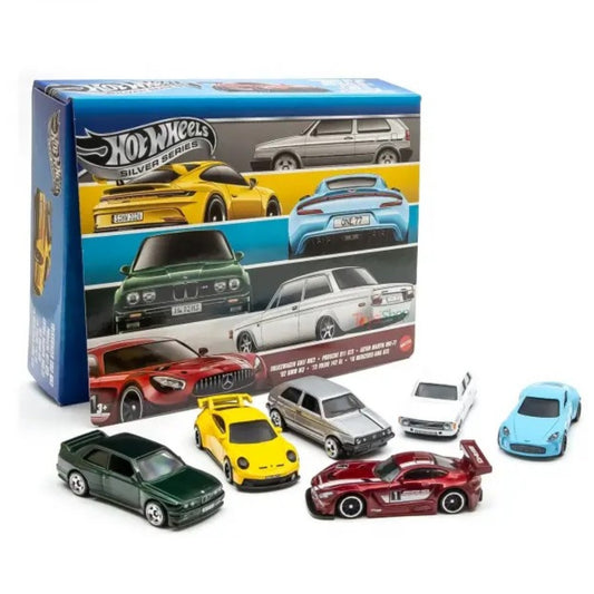 Hot Wheels Silver Series Premium 6-Car Gift Pack Die-Cast Set | Porsche 911 GT3, BMW M3, Mercedes-AMG GT3 & More