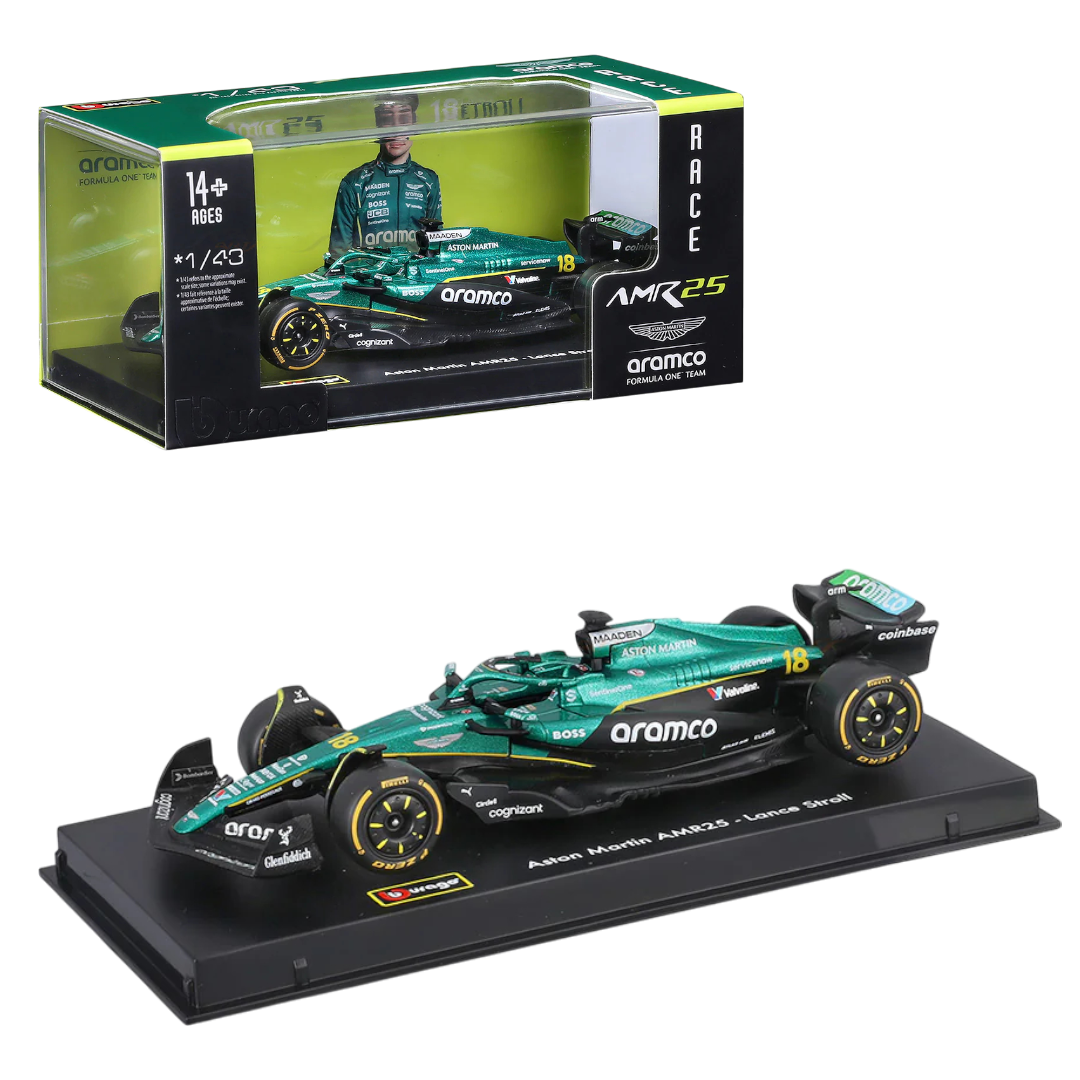 Bburago 1:43 Aston Martin Aramco F1 AMR25 #18 Lance Stroll Australian GP 2025 Diecast Formula 1 Car