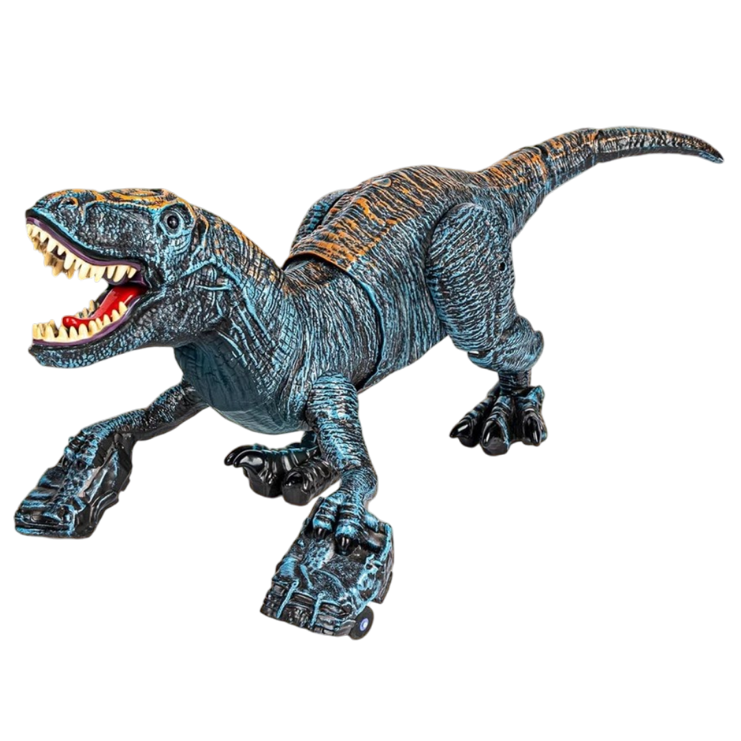 Remote Control 2.4G Walking Dinosaur Toy with Mist Spray, LED Lights & Roaring Sound – RC Robot Dino with 360° Neck Movement for Kids 3+ Years