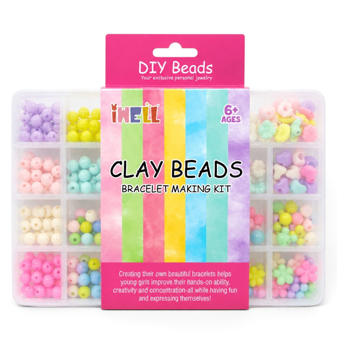 DIY Clay Beads Bracelet Making Kit for Kids | Colourful Beads Jewellery Making & Craft Set with Organizer Box | Creative Bracelet Making Kit for Kids 6+ Years