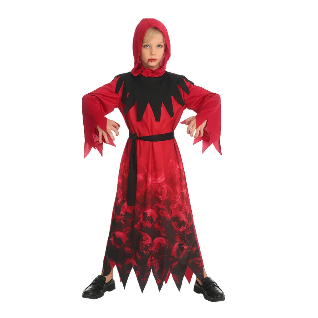 Halloween Skeleton Robe Costume – Hell Skull Outfit for Kids & Adults