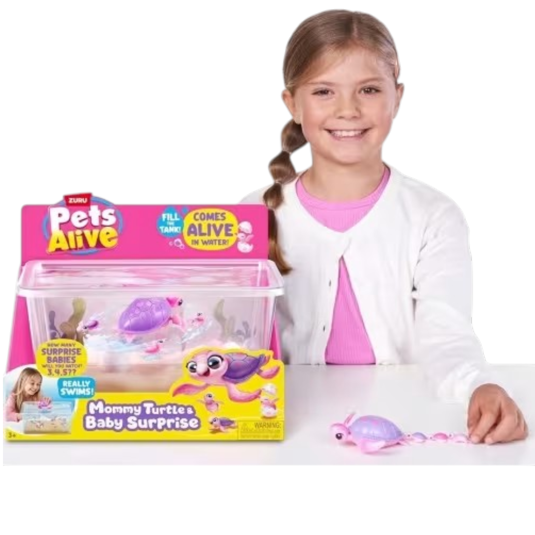 Pets Alive Mama Turtle & Baby Surprise – Interactive Swimming Turtle Toy with Surprise Baby Turtles & Water Habitat