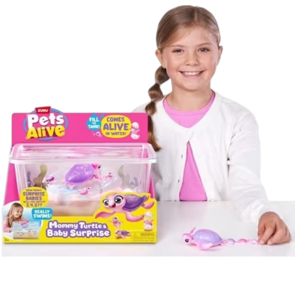 Pets Alive Mama Turtle & Baby Surprise – Interactive Swimming Turtle Toy with Surprise Baby Turtles & Water Habitat