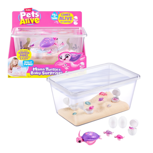 Pets Alive Mama Turtle & Baby Surprise – Interactive Swimming Turtle Toy with Surprise Baby Turtles & Water Habitat