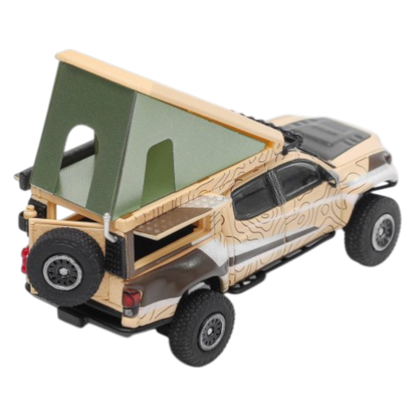 GCD 528 Toyota Tacoma Camper Desert Edition Diecast Model Car with Pop-Up Tent – Premium Collectible Pickup Truck Miniature
