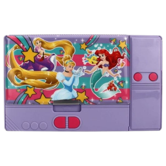 Disney Princess Kids Pencil Box with Calculator & Dual Sharpener | Large Capacity Multifunction Stationery Organizer | Purple
