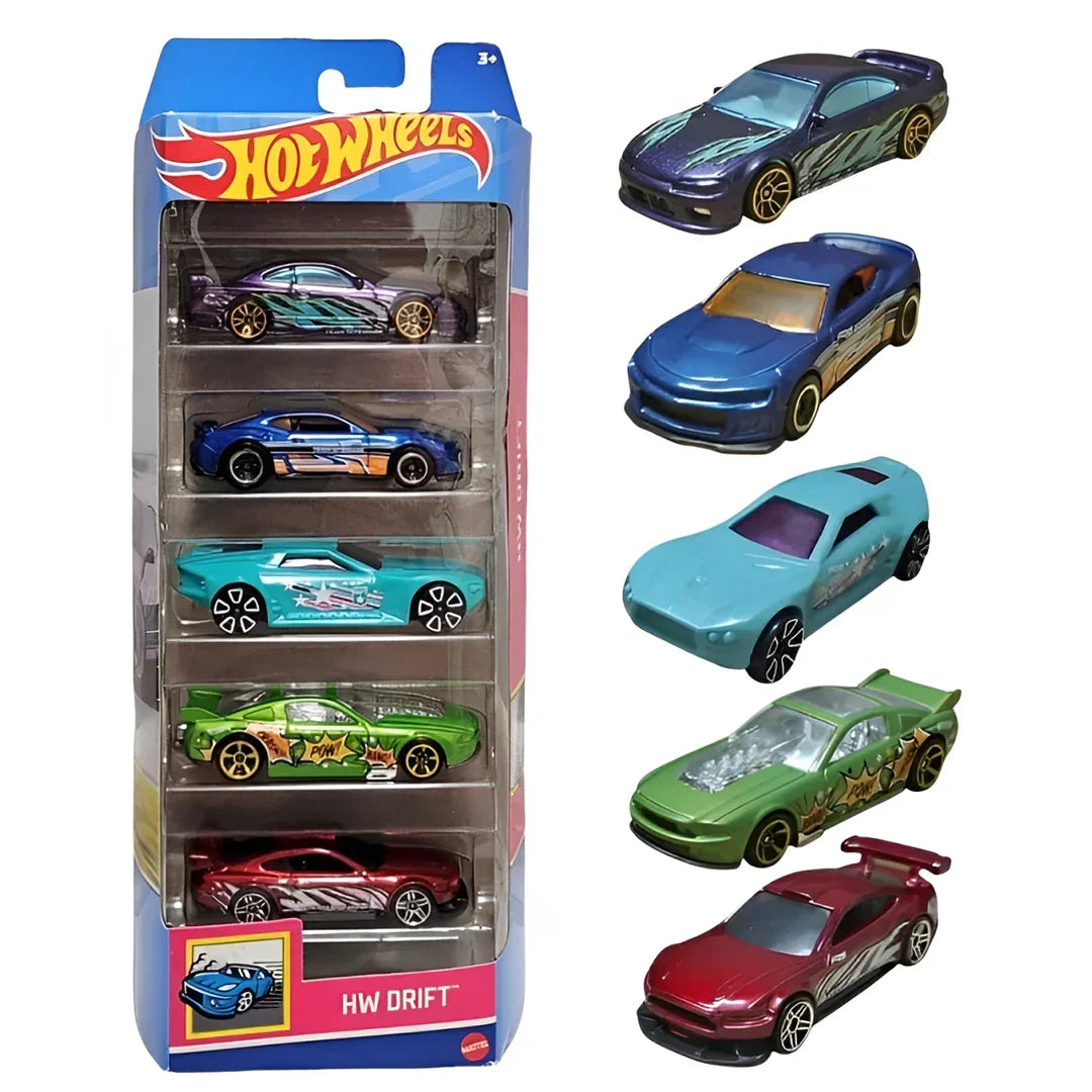 Hot Wheels HW Drift 5-Pack Die-Cast Cars | Mattel 1:64 Scale Drift Racing Vehicle Set