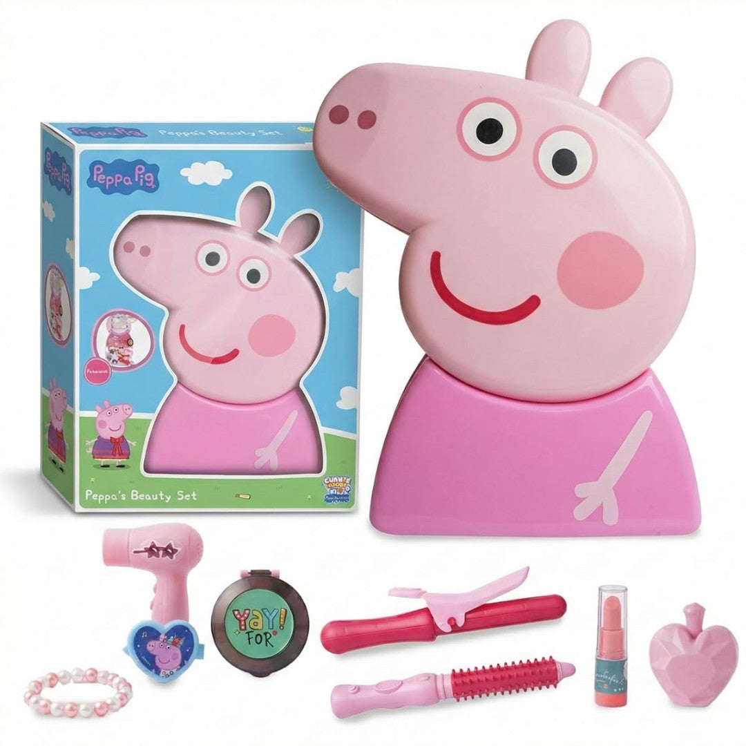 Peppa Pig Beauty Set Pretend Makeup Kit for Kids | Portable Vanity Play Set with Mirror, Hair Dryer & Beauty Accessories | Carry Case Toy | Ages 3+