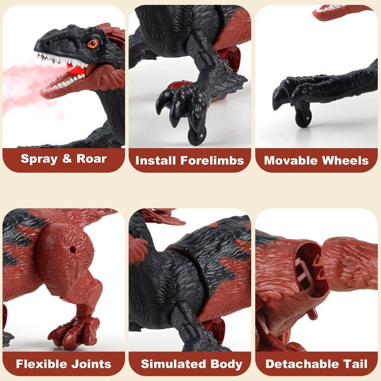 Remote Control 2.4GHz Walking Dinosaur with Mist Spray, Roaring