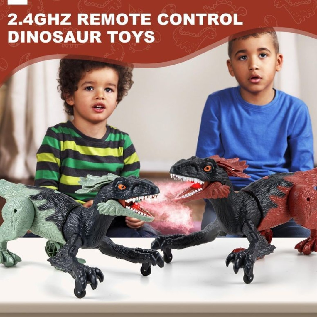 Remote Control 2.4GHz Walking Dinosaur with Mist Spray, Roaring Sound & LED Lights