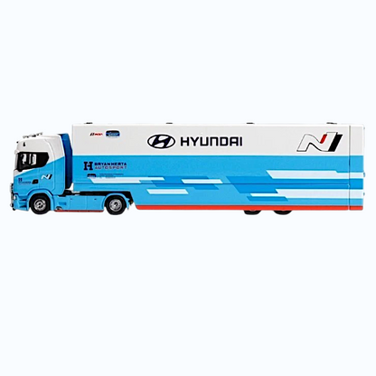 Maxwell 1:64 Scania S730 V8 Hyundai Transport Truck Die-Cast Model | Premium Car Carrier Trailer
