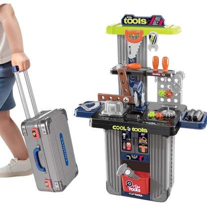 Kids Tool Play Set with Portable Suitcase Workbench – Pretend Play Tools Workshop for Children