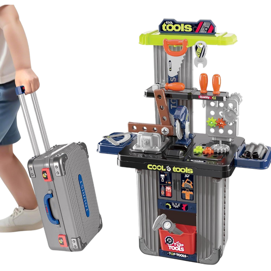 Kids Tool Play Set with Portable Suitcase Workbench – Pretend Play Tools Workshop for Children
