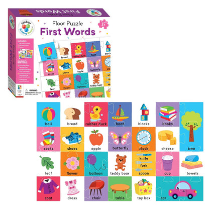 Hinkler Building Blocks Floor Puzzle First Words | 28-Piece Educational Word Matching Jigsaw Puzzle with 16-Page Activity Book & Poster | Learning Puzzle for Kids Ages 3+