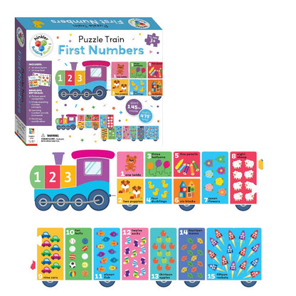 Hinkler Building Blocks Puzzle Train First Numbers | Giant 1.45m Number Train Puzzle with 28 Pieces & 16-Page Activity Book | Educational Counting Puzzle for Kids Ages 3+