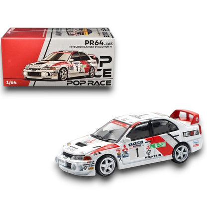 POP RACE PR64-165 Mitsubishi Lancer Evolution IV Rally Art – 1:64 Scale Diecast Collectible Model Car