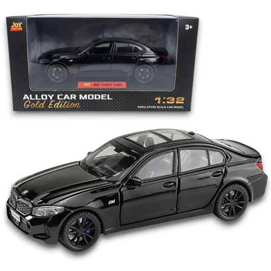 Joy Junction BMW 3 Series 1:32 Die-Cast Car Black – Alloy Metal Pullback Toy Car with Lights, Engine Sound & Opening Doors