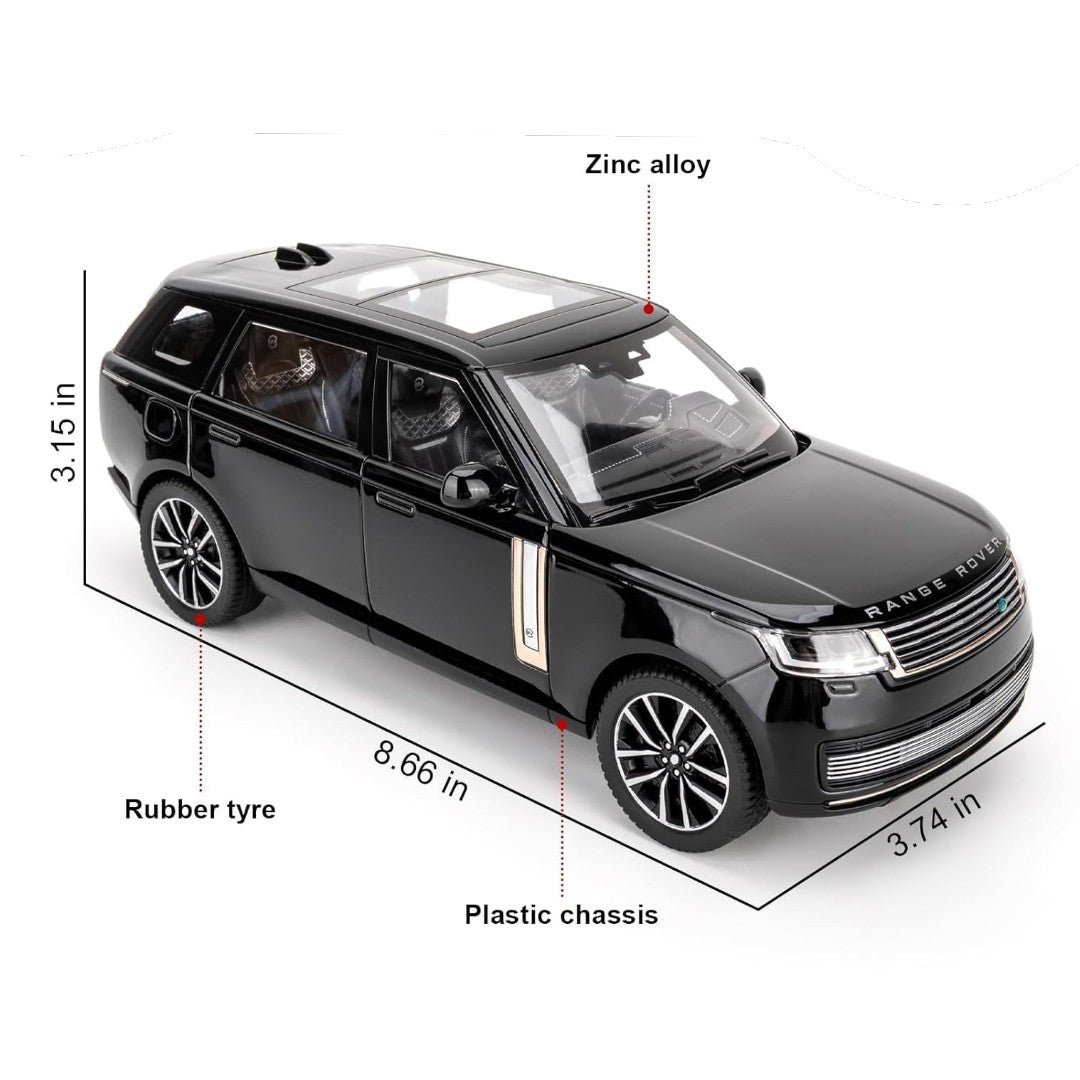Joy Junction Range Rover SV 2022 1:24 Diecast Car Black – Alloy Metal Pullback Toy SUV with Lights, Sound & Opening Doors