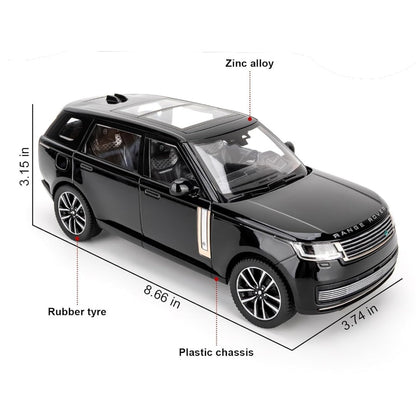 Joy Junction Range Rover SV 2022 1:24 Diecast Car Black – Alloy Metal Pullback Toy SUV with Lights, Sound & Opening Doors
