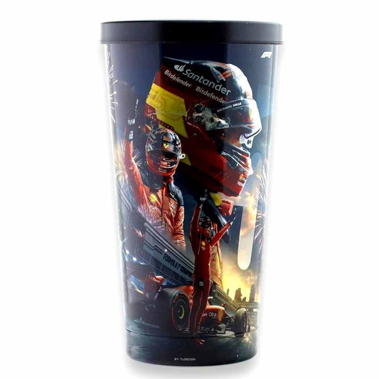 Ferrari F1 Racing Inspired Tumbler Cup with Lid 500ml – Formula 1 Theme Travel Drink Cup for Motorsport Fans