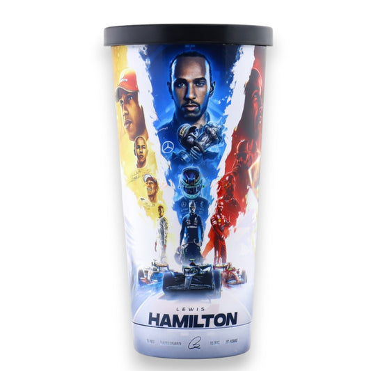 Lewis Hamilton F1 Racing Tribute Tumbler Cup with Lid 500ml – Formula 1 Motorsport Theme Travel Drink Cup for Racing Fans