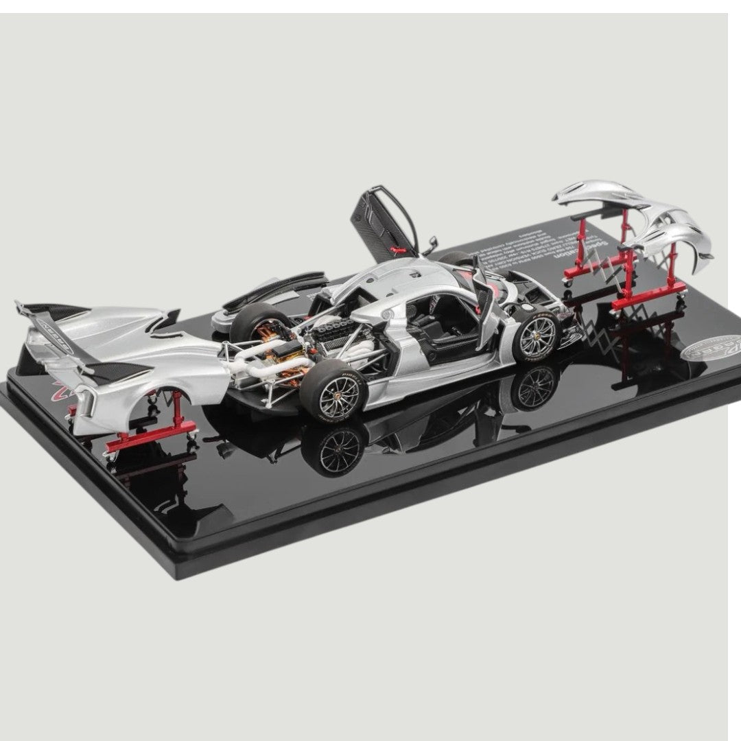 LCD Models 1:43 Pagani Huayra R Silver Die-Cast Model Car | Premium Collectible