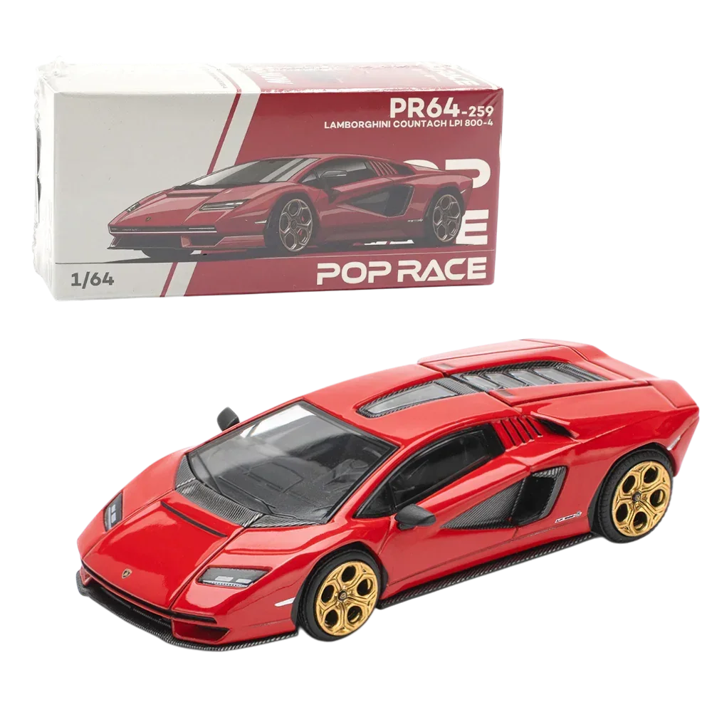 POP RACE Lamborghini Countach LPI 800-4 Rosso 1:64 Die-Cast Car Model | Collector Edition