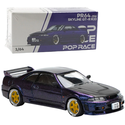 POP RACE Nissan Skyline GT-R R33 Purple 1:64 Die-Cast Car Model | PR64-256 Collector Edition