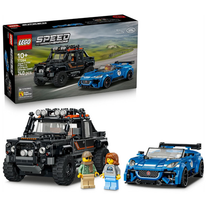 LEGO 77264 Speed Champions Jaguar Project 7 & Land Rover Defender – 2-Car Set with 2 Driver Minifigures, Ages 10+
