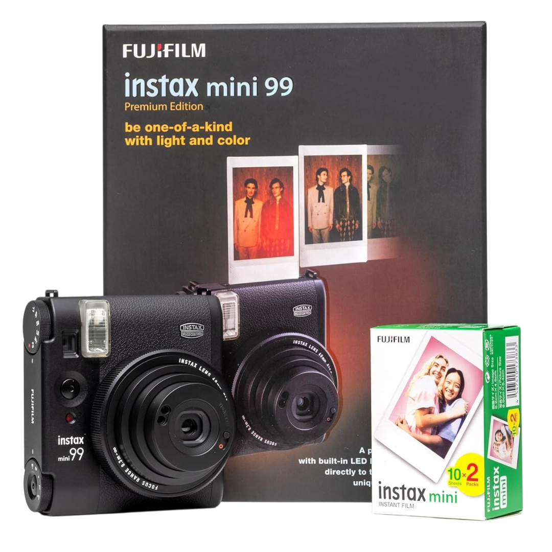 Fujifilm Instax Mini 99 Premium Instant Camera Pack with 20 Shots Film – Black
