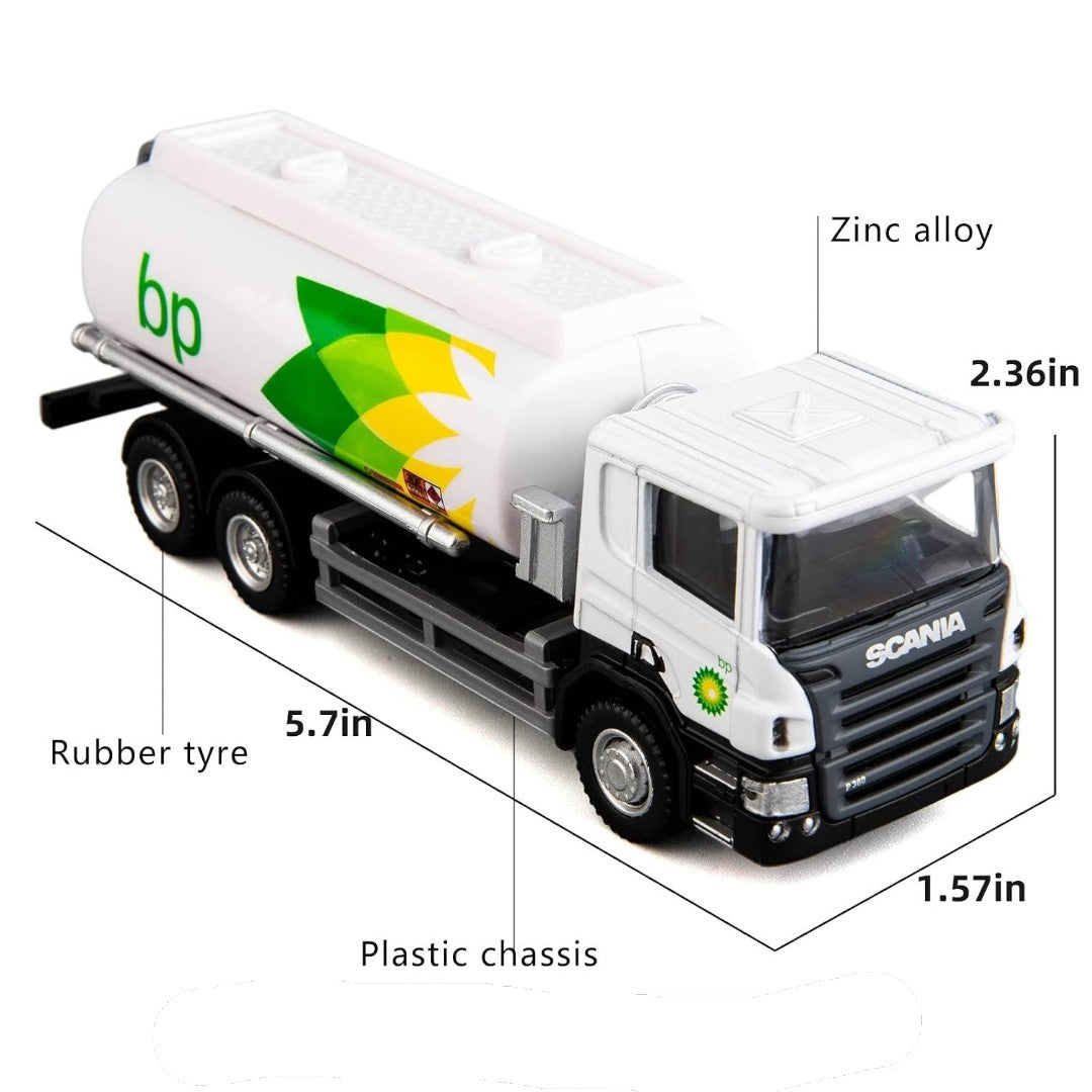 RMZ City 1:64 Scania P-Series BP Fuel Tanker Truck Die-Cast Model – White & Green