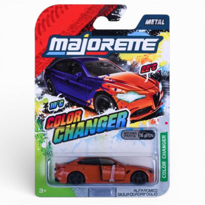 Majorette Color Changer Alfa Romeo Giulia Quadrifoglio Metal Diecast Car with Moving Parts – Heat Sensitive Toy