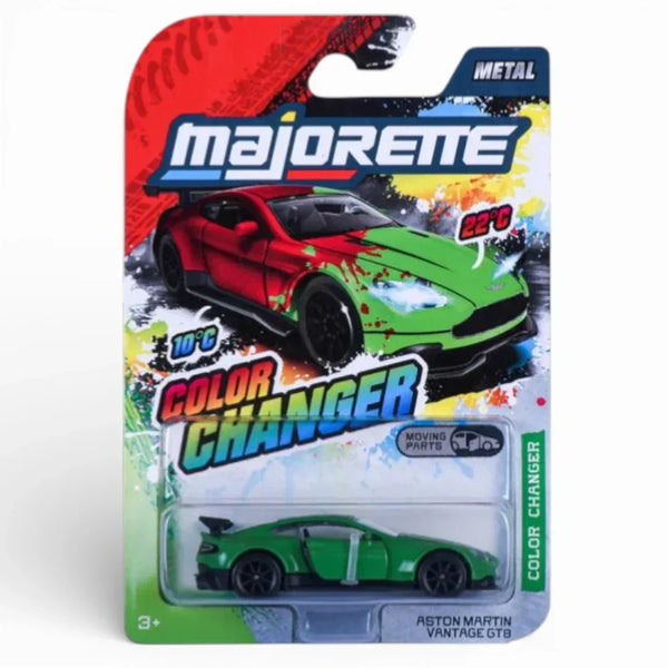 Majorette Color Changer Aston Martin Vantage GT8 Metal Diecast Car with Moving Parts – Heat Sensitive Supercar Toy for Kids