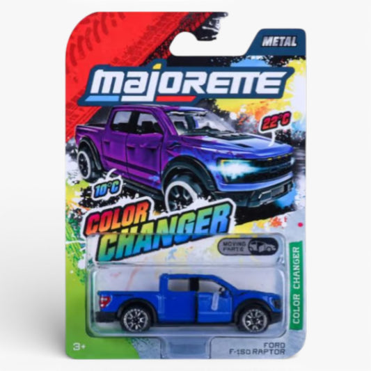 Majorette Color Changer Ford F-150 Raptor Metal Diecast Pickup Truck with Moving Parts – Heat Sensitive Toy Car for Kids