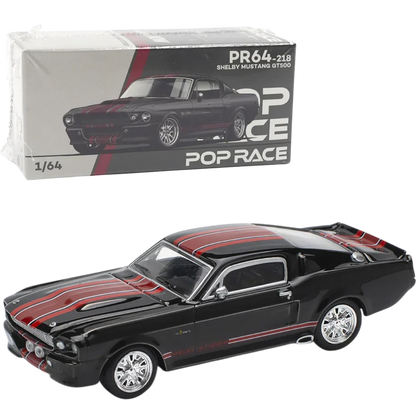 POP RACE Shelby Mustang GT500 Black 1:64 Die-Cast Car Model | PR64