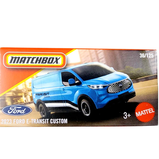 MATCHBOX 2023 Ford E-Transit Custom 1:64 Diecast Van – Official Mattel Licensed Electric Commercial Vehicle (36/125)